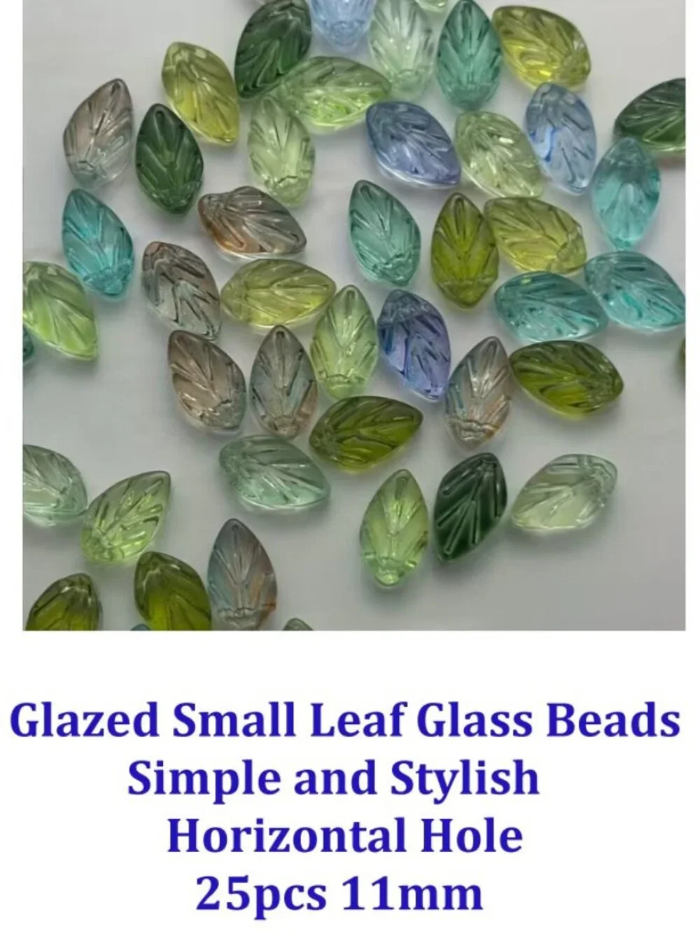 Glazed Small Leaf Glass Beads Simple and Stylish  Horizontal Hole  25  11m